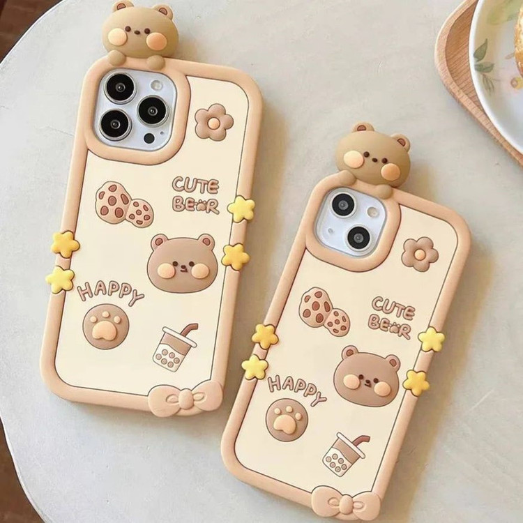 کاور طرح CUTE BEAR خرس بیسکویتی مناسب برای گوشی موبایل اپل IPHONE 13/14