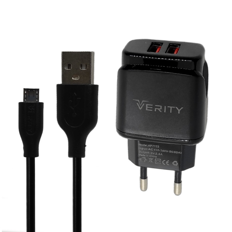شارژر دیواری وریتی مدل EG-2122 به همراه کابل تبدیل microUSB