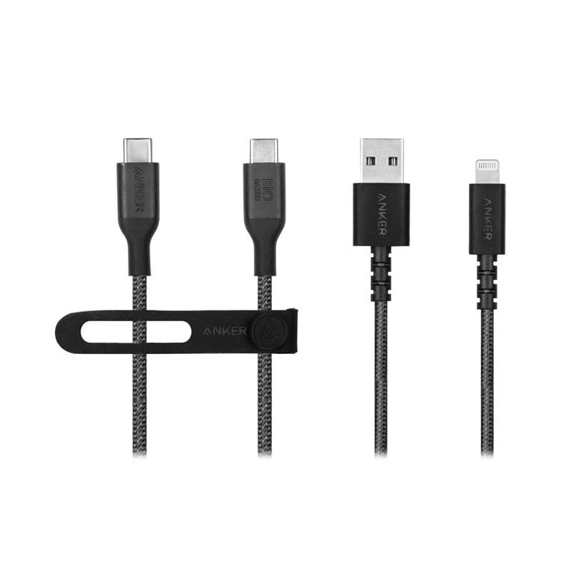 کابل USB-C انکر مدل A80F6H11 طول 1.8 متر به همراه کابل USB-A به لایتنینگ انکر مدل A8012H12 طول 0.9 متر