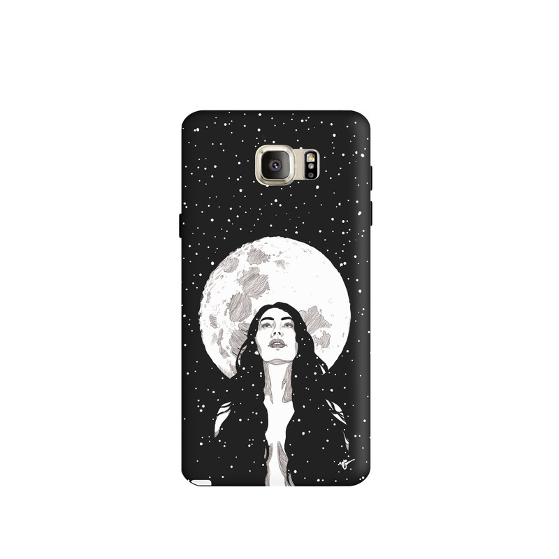 کاور طرح دختر و ماه مینیمال کد y4495 مناسب برای گوشی موبایل سامسونگ Galaxy note5