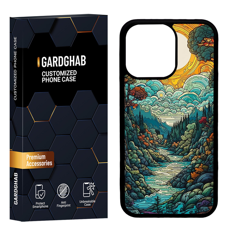 کاور گارد قاب مدل پشت گلس هنری مناسب برای گوشی موبایل اپل iPhone 13 Pro