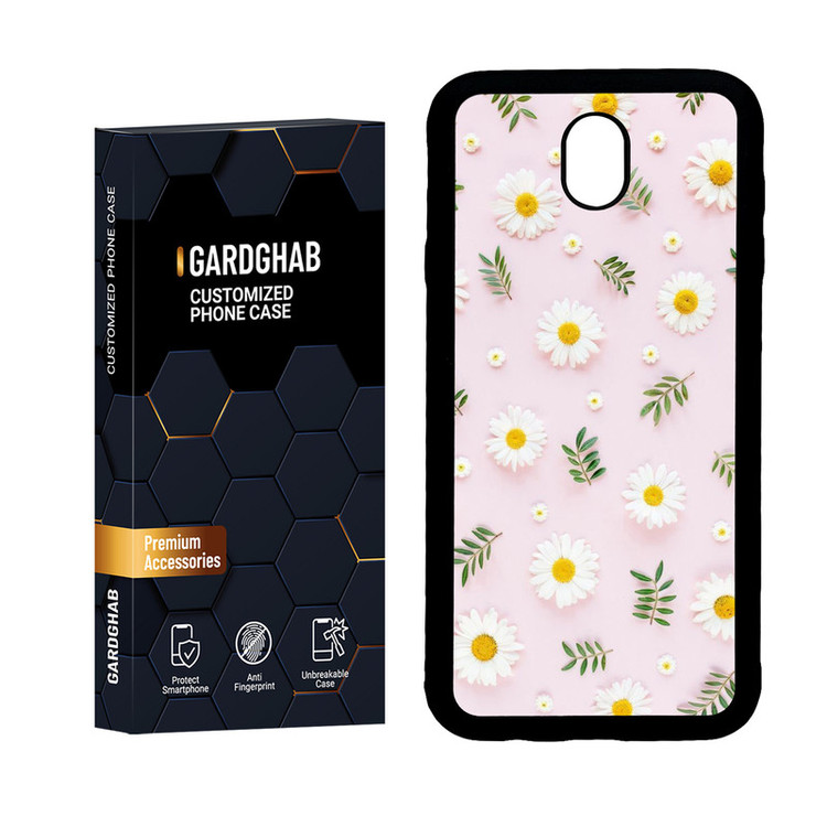 کاور گارد قاب مدل دور ژله ای گل مناسب برای گوشی موبایل سامسونگ Galaxy J7 Pro