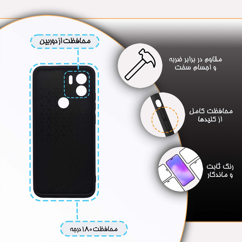 کاور گارد قاب مدل دور ژله ای برگ مناسب برای گوشی موبایل شیائومی Redmi A1 Plus / A2 Plus / Poco C50 / Poco C51
