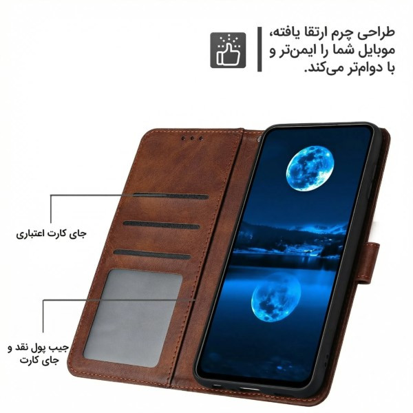 کیف کلاسوری مدل چرمی مناسب برای گوشی موبایل سامسونگ Galaxy A10