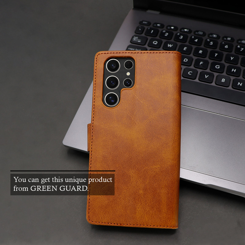 کیف کلاسوری گرین گارد مدل چرمی مگنتی کد Brown-GB01 مناسب برای گوشی موبایل سامسونگ Galaxy A72