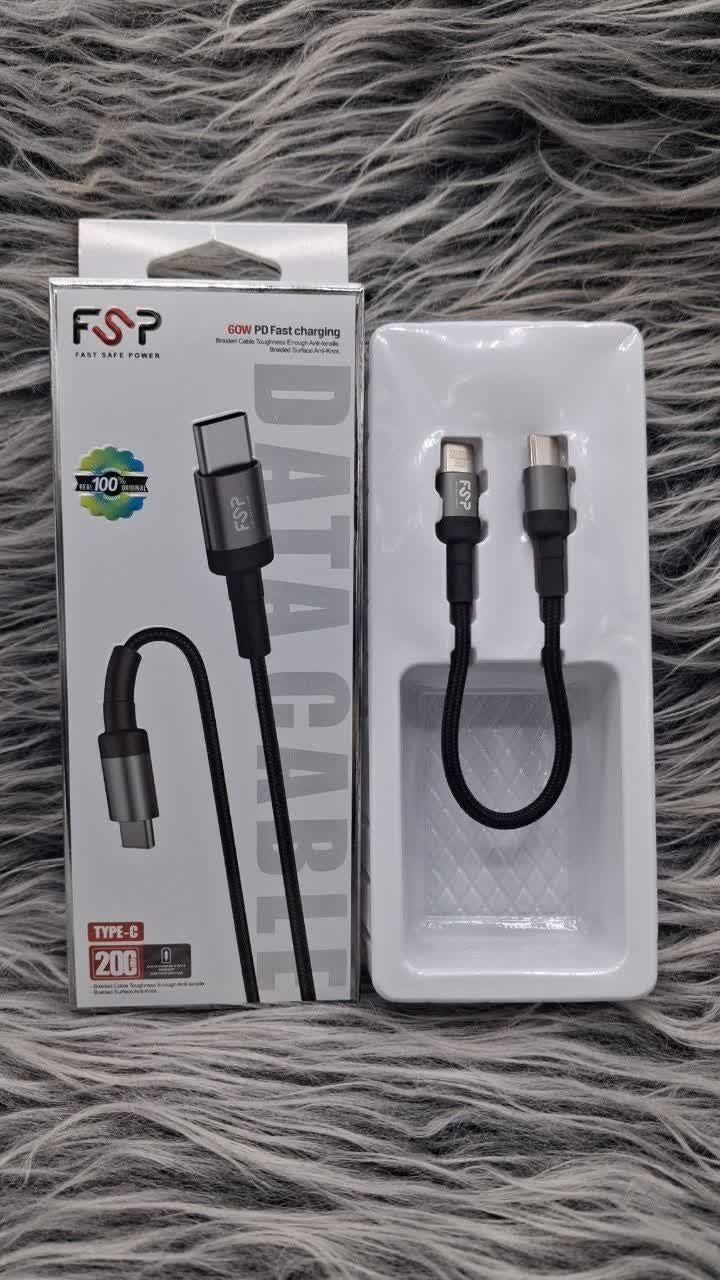 ⚡️کابل پاوربانکی FSP  دو سر Type‑C | توان 60W  پشتیبانی ازPD Fast Charging کد mir