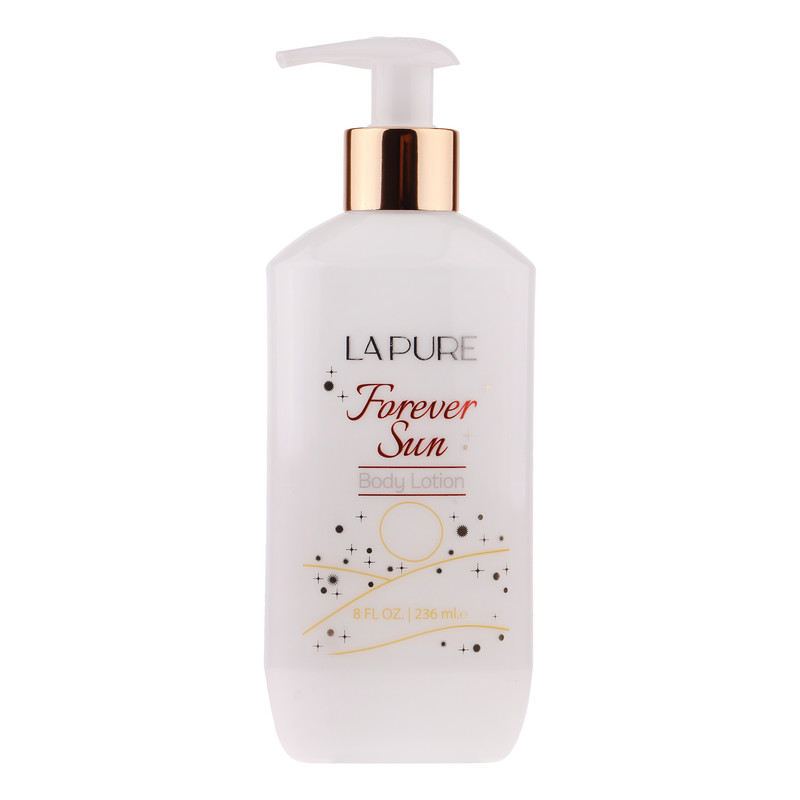 لوسیون بدن کرمی لپیور مدل Forever Sun حجم 236 میلیلیتر مناسب بانوان، مرطوبکننده و ضد خشکی پوست با ترکیبات گلیسیرین، آلانتوئین و پارافین مایع، جذب سریع و رایحه ماندگار