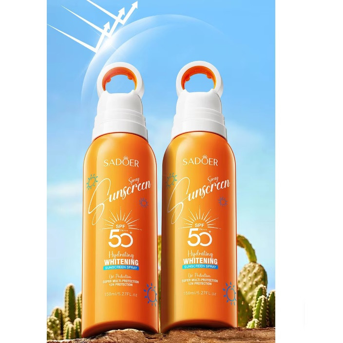 اسپری ضدآفتاب بدون رنگ سادور SPF 50 مدل سبک محافظ UVA ، UVB و +++PA حاوی آبرسان مناسب انواع پوست حجم 150 میلی لیتر