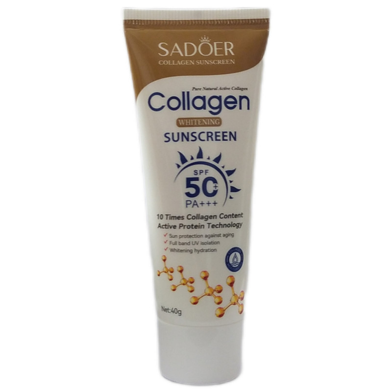 کرم ضدآفتاب بی رنگ سادور SPF 50 مدل کلاژن محافظ UVA ،UVB و PA+++، ضد حساسیت، ضد چروک و ضد پیری، مناسب انواع پوست‌ حجم 40 میلی‌لیتر