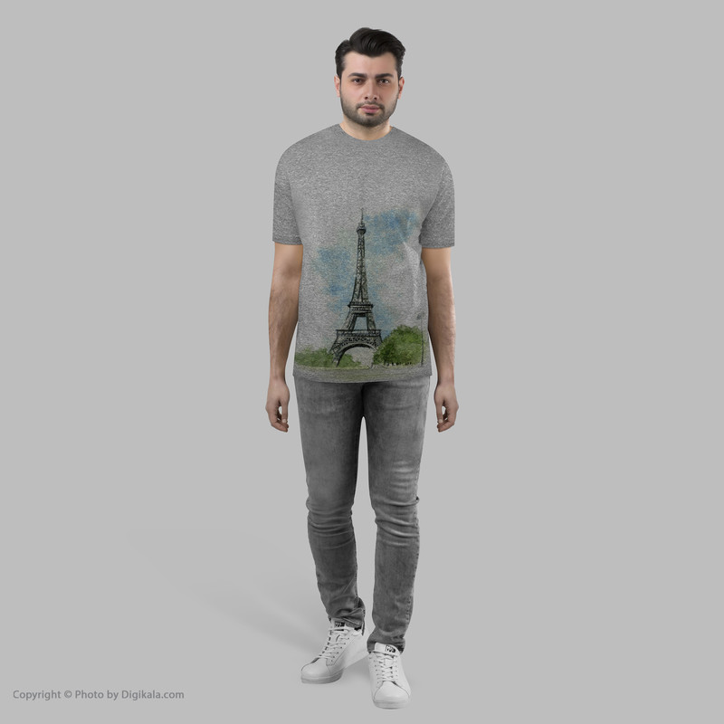 تیشرت آستین کوتاه مردانه طرح ایفل کد F65
