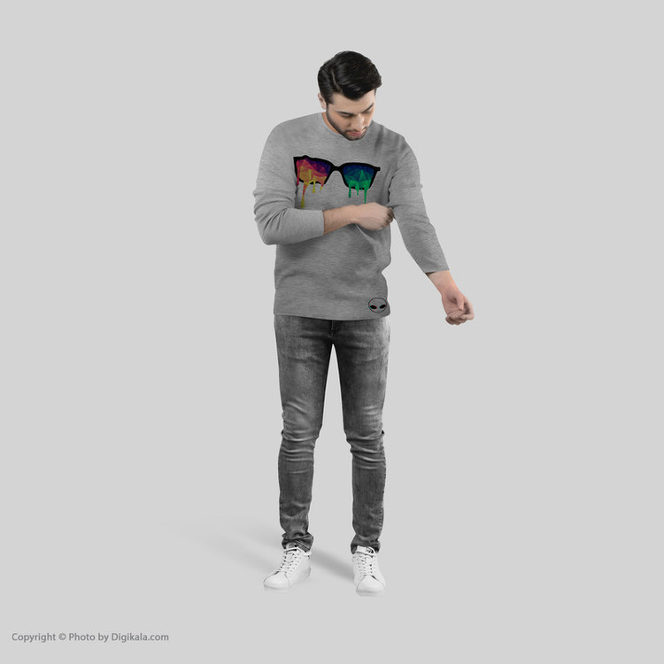 تی شرت آستین بلند مردانه طرح عینک مدل S265