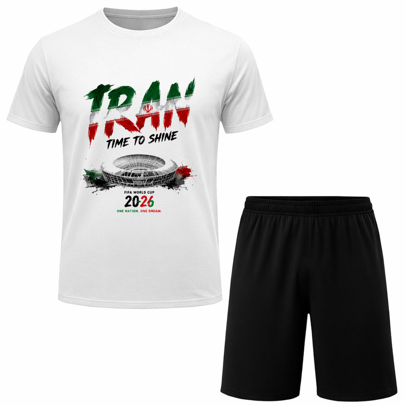 ست تیشرت آستین کوتاه و شلوارک راحتی مردانه مدل A132 طرح تیم ملی