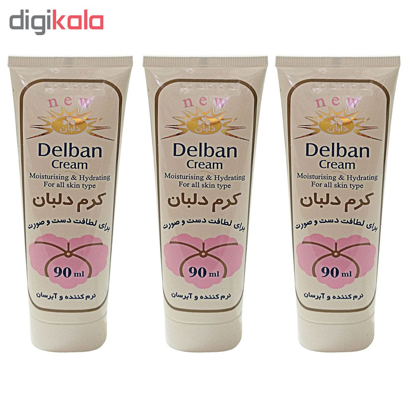 کرم مرطوب کننده دلبان کد T090 حجم 90 میلی لیتر مجموعه 3 عددی