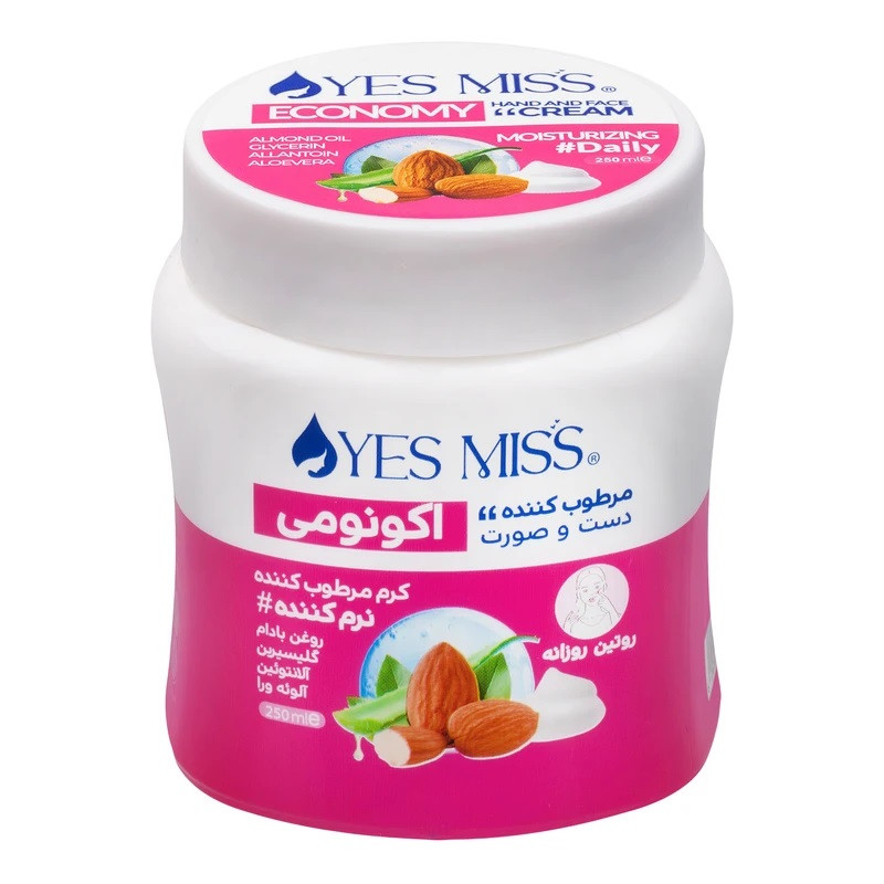 کرم مرطوبکننده دست و صورت یس میس مدل بادام مناسب برای انواع پوست حجم 250 میلیلیتر مجموعه دو عددی