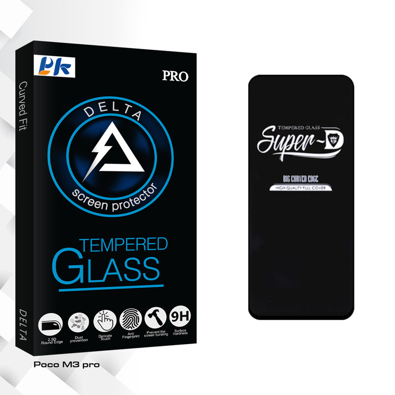 محافظ صفحه نمایش پی کی مدل Delta GlassSuper D مناسب برای گوشی موبایل شیائومی Poco M3 pro