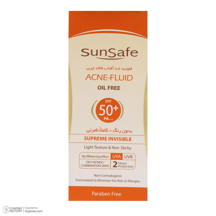 کرم ضدآفتاب بیرنگ سانسیف SPF50 مدل ACNE-FLUID مناسب پوست مختلط، حجم 50 میلیلیتر