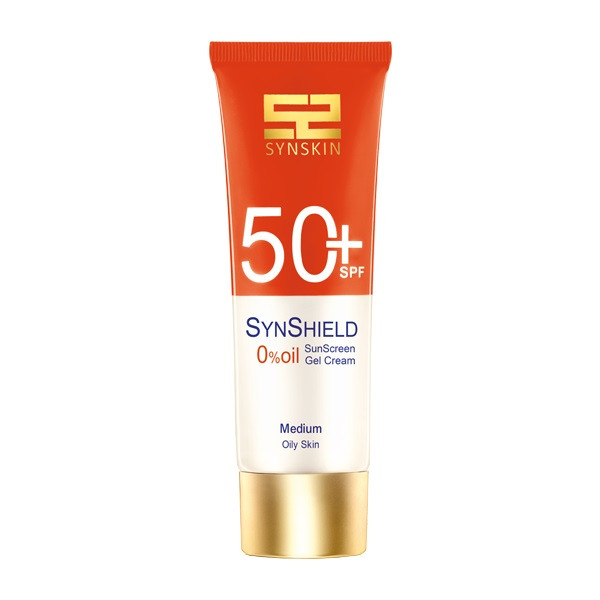 ژل کرم ضدآفتاب ساین اسکین بدون رنگ SPF50 مدل SynShield، مناسب پوستهای چرب، حجم 50 میلیلیتر