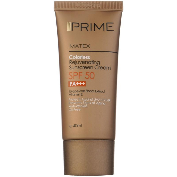 کرم ضدآفتاب بدون رنگ پرایم مدل Anti Aging SPF50، حجم 40 میلیلیتر