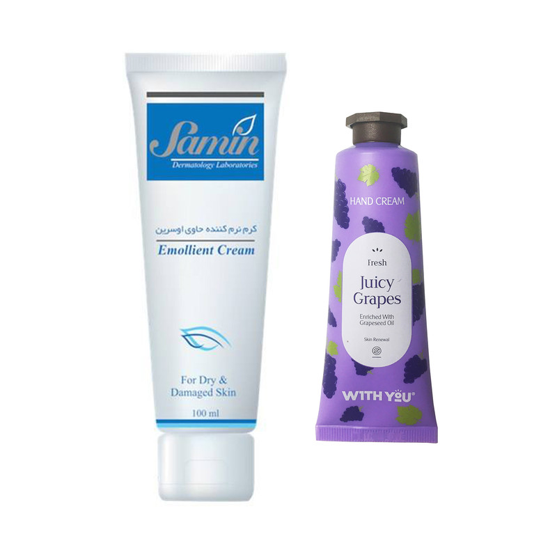 کرم نرم کننده ثمین مدل اوسرین حجم 100 میلی لیتر به همراه کرم مرطوب کننده ویت یو مدل Juicy Grapes حجم 50 میلی لیتر