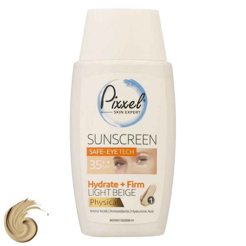 کرم ضدآفتاب رنگی دور چشم و صورت پیکسل SPF35 مدل Physical، حاوی محافظ UVA ،++PA و UVB، ضد پیری، مرطوبکننده، مناسب انواع پوست حجم 50 میلیلیتر