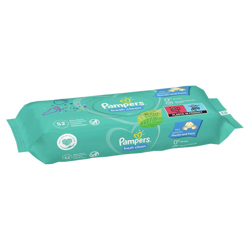 دستمال مرطوب کودک پمپرز مدل fresh clean بسته 52 عددی