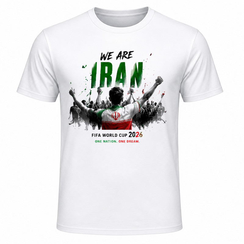 تیشرت آستین کوتاه یقه گرد مردانه مدل A11 طرح جام جهانی 2026 ایران