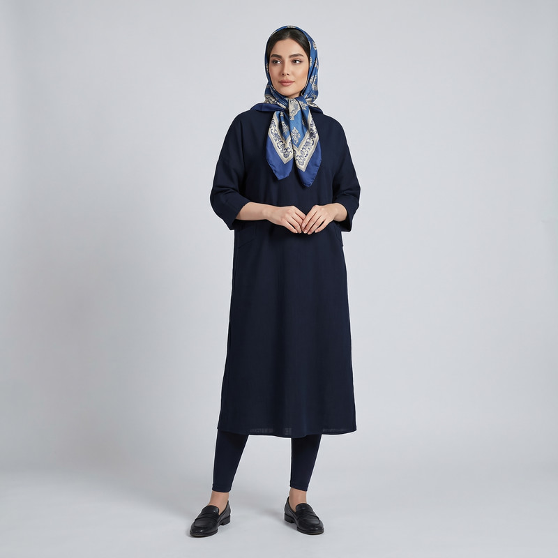 پیراهن یقه گرد زنانه مدل آروشان کد 2585