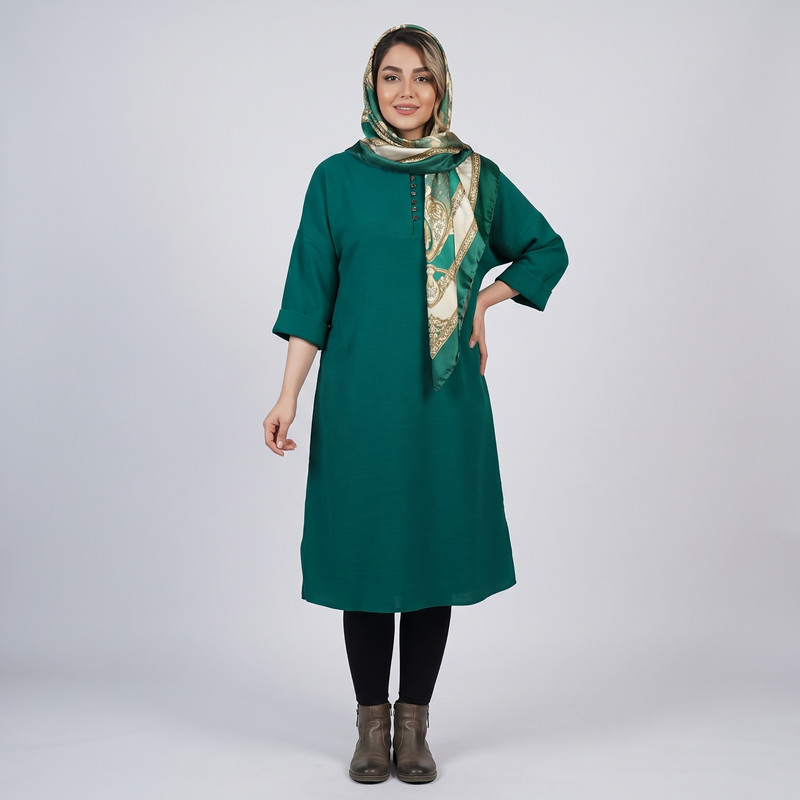 پیراهن یقه گرد زنانه مدل آروشان کد 2585