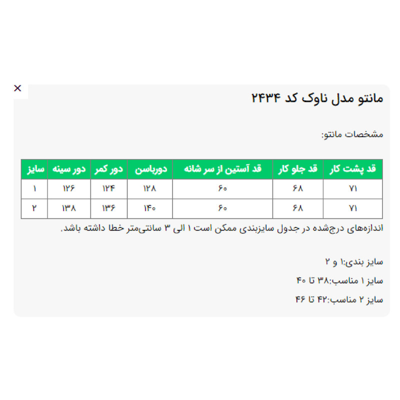 مانتو زنانه مدل ناوک کد 2434