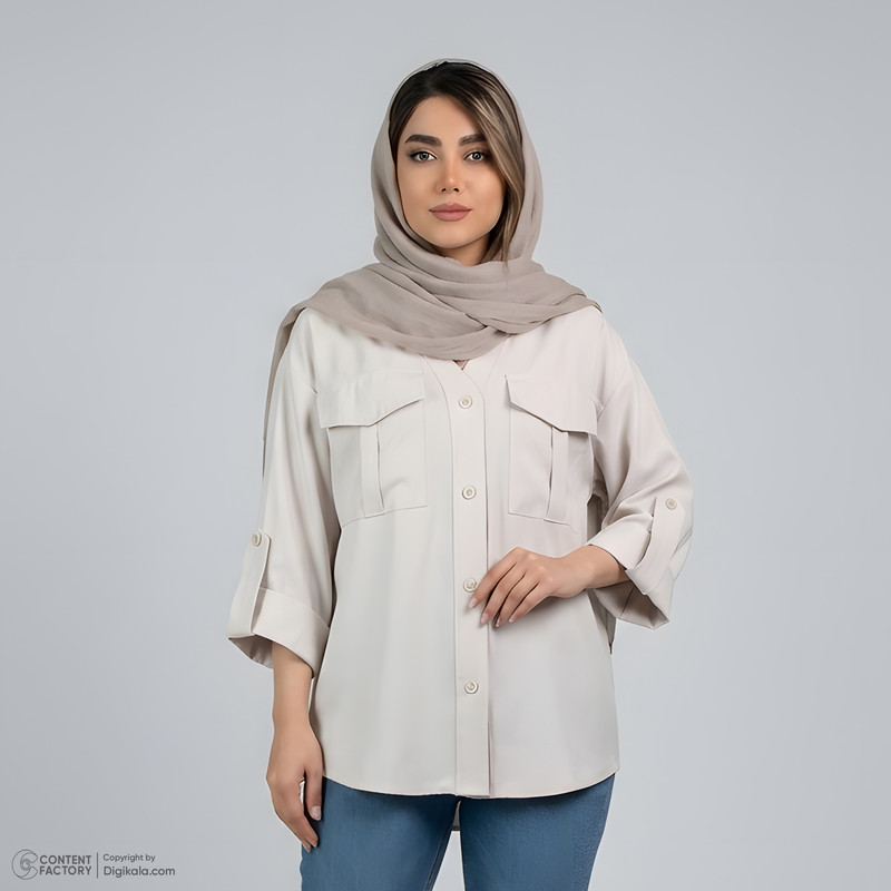 شومیز آستین بلند یقه برگردان زنانه مدل نگارین کد 2575