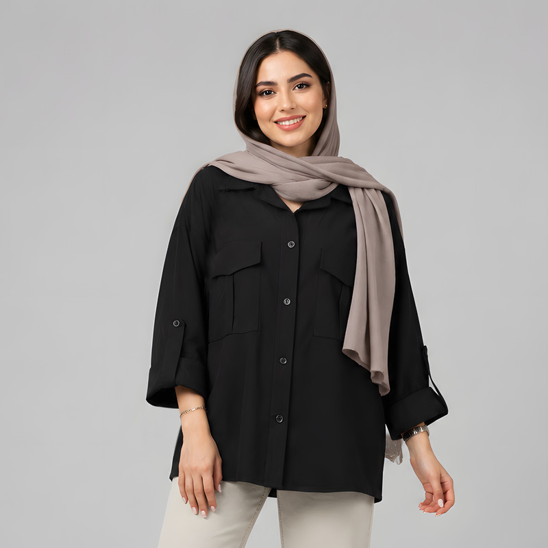 شومیز آستین بلند یقه برگردان زنانه مدل نگارین کد 2575