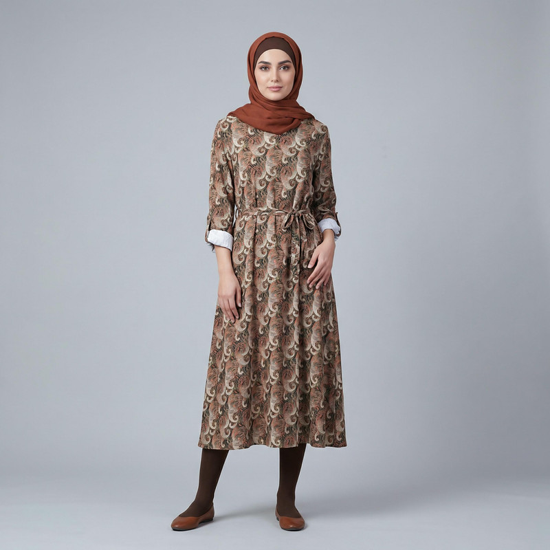 پیراهن ساحلی یقه گرد زنانه کد 220321