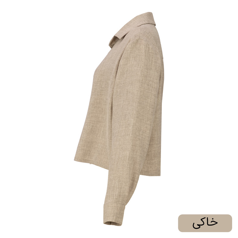 کراپ شومیز آستین بلند یقه برگردان زنانه مدل سابرینا کد 2573