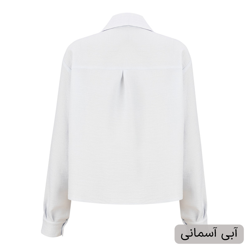 کراپ شومیز آستین بلند یقه برگردان زنانه مدل سابرینا کد 2573