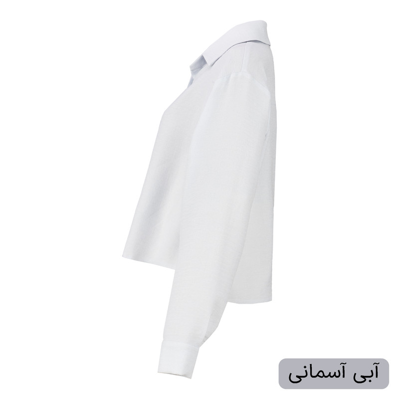 کراپ شومیز آستین بلند یقه برگردان زنانه مدل سابرینا کد 2573