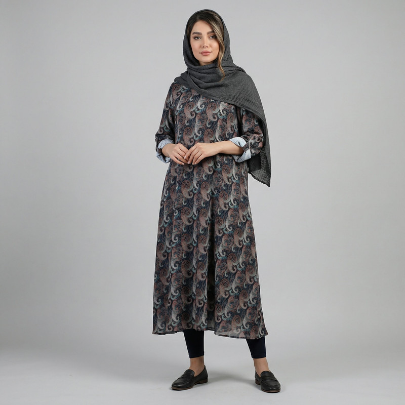 پیراهن ساحلی یقه گرد زنانه  کد 220304