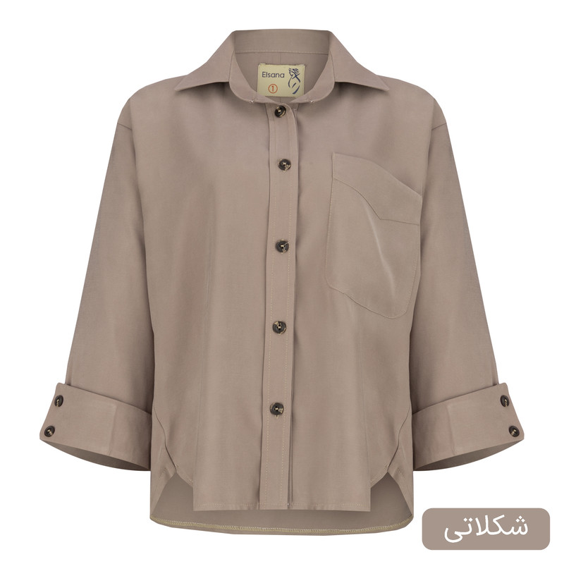 شومیز آستین بلند یقه برگردان زنانه مدل آژند کد 2592