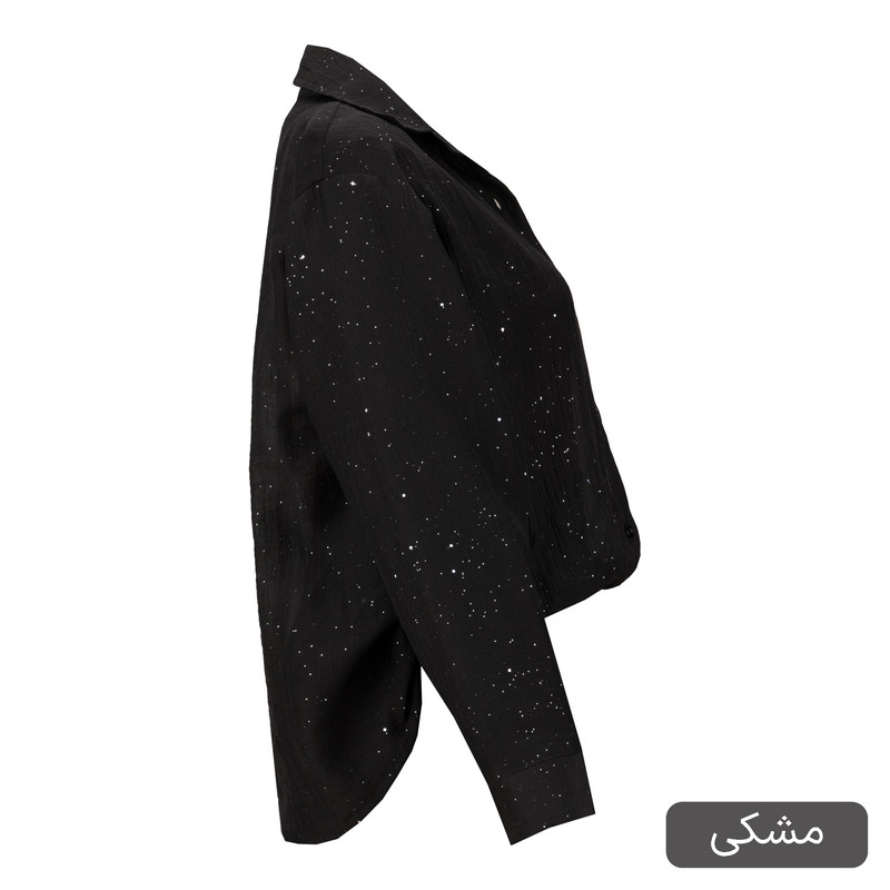 کراپ شومیز آستین بلند یقه برگردان زنانه مدل ماریاس کد 2586