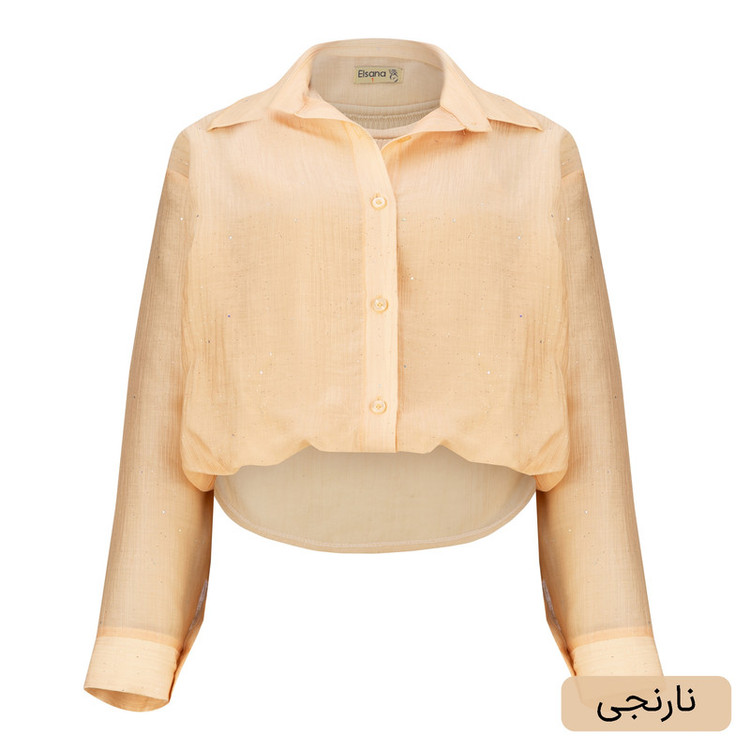 کراپ شومیز آستین بلند یقه برگردان زنانه مدل ماریاس کد 2586