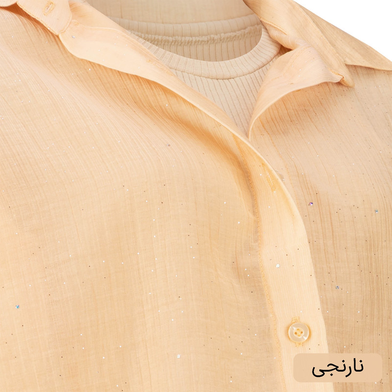 کراپ شومیز آستین بلند یقه برگردان زنانه مدل ماریاس کد 2586