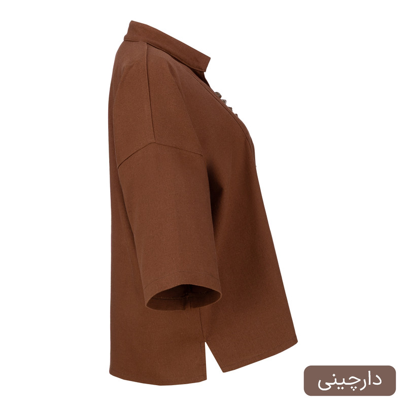بلوز آستین سه ربع یقه ایستاده زنانه مدل فریماه کد 2560