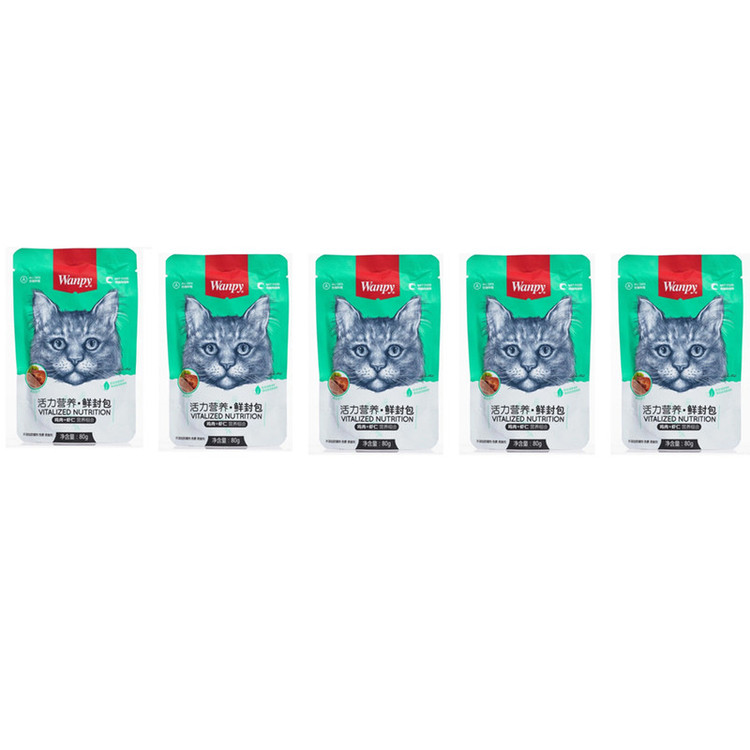 پوچ گربه ونپی مدل مرغ و میگو وزن 400 گرم بسته 5 عددی