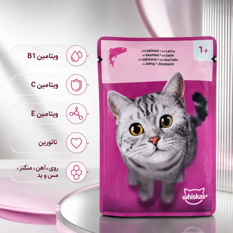 پوچ گربه بالغ ویسکاس مدل In Jelly طعم ماهی سالمون وزن 85 گرم