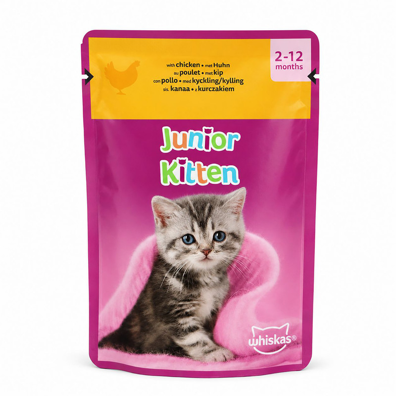 پوچ بچه گربه ویسکاس مدل Kitten in Jelly با طعم مرغ وزن 85 گرم