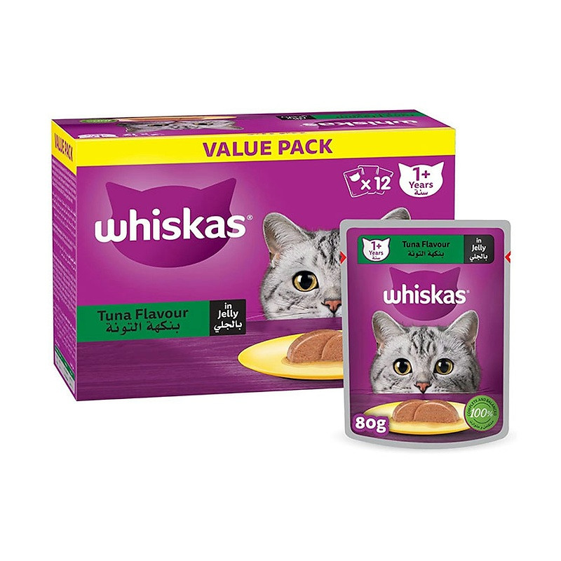 پوچ گربه بالغ ویسکاس مدل Kitten Pouch in Jelly با طعم ماهی 80 گرم بسته 12 عددی