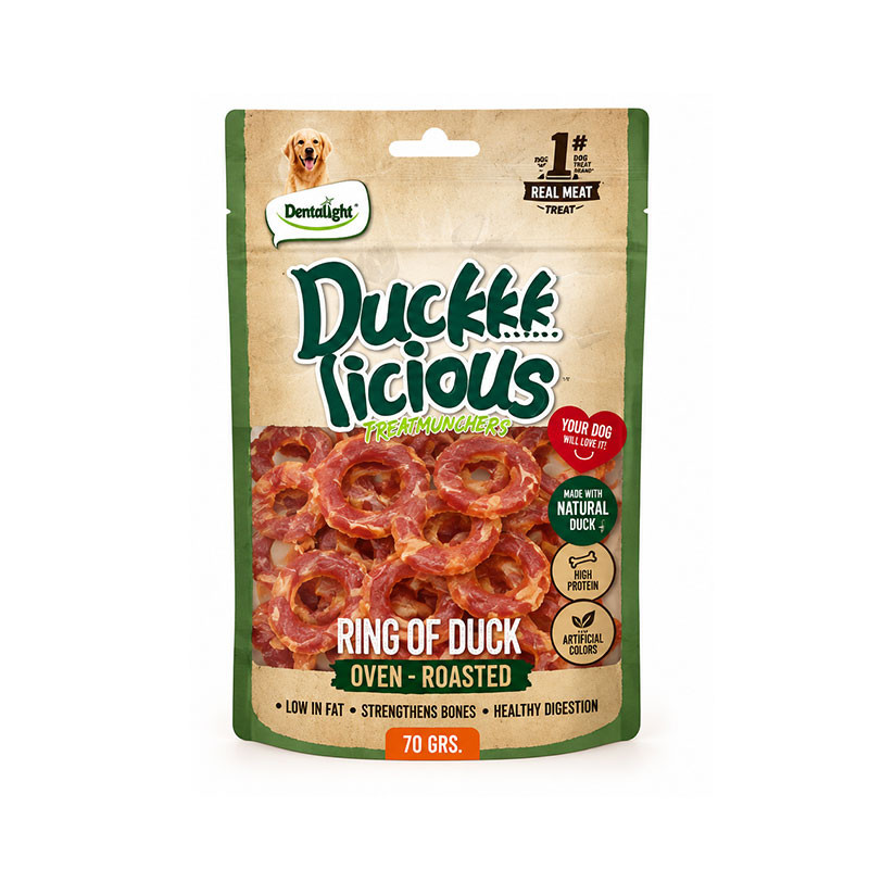 تشویقی سگ دنتالایت مدل Ducklicious Ring طعم اردک وزن ۷۰ گرم