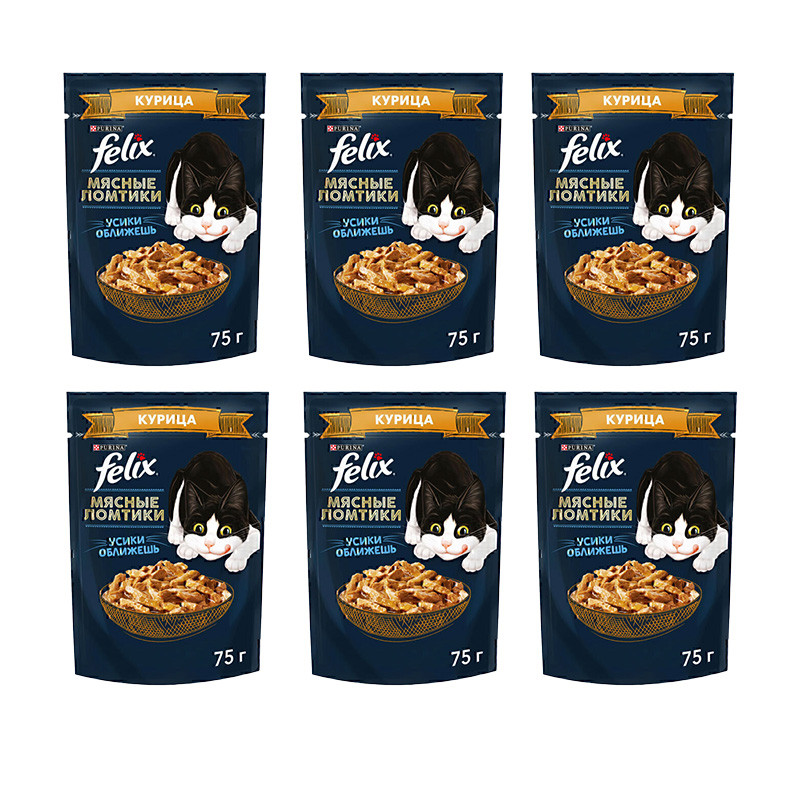پوچ گربه فلیکس مدل in Sauce با طعم فیله مرغ وزن 410 گرم بسته 6 عددی