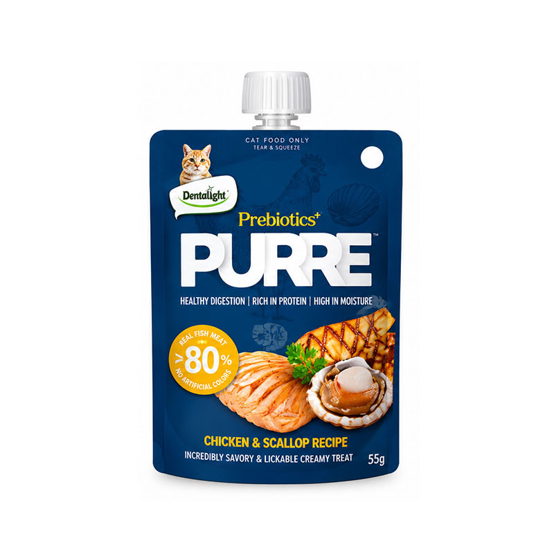 پودینگ گربه بالغ دنتالایت مدل PURE Prebiotics با طعم مرغ و صدف وزن 55 گرم