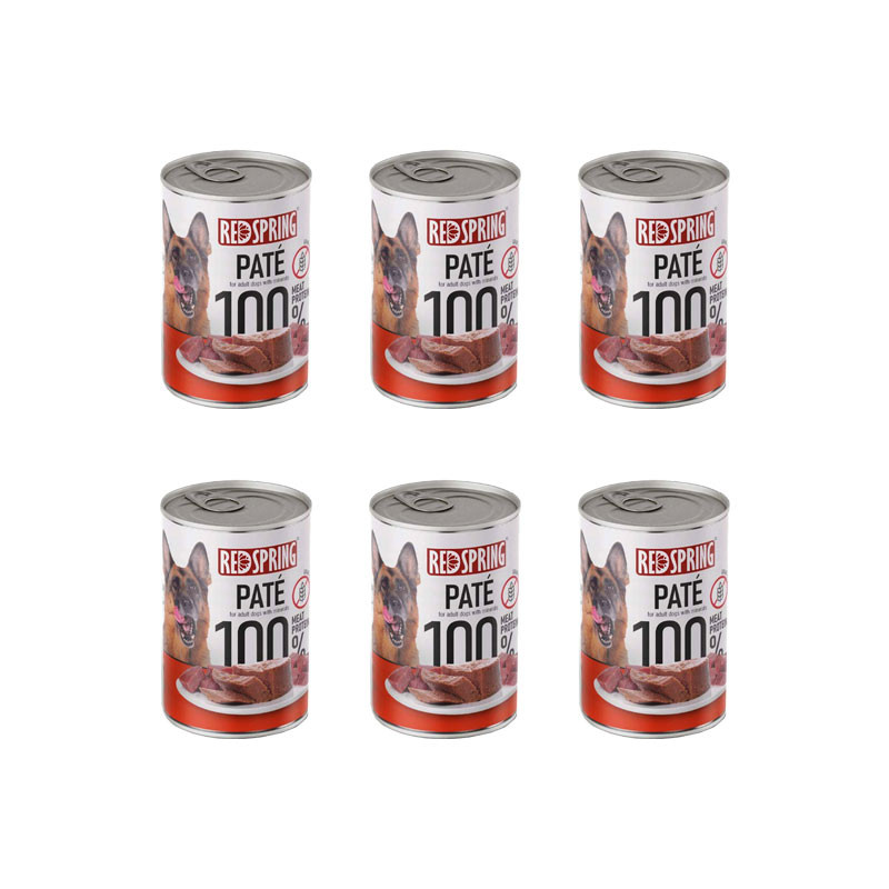 کنسرو غذای سگ بالغ رداسپرینگ مدل Redspring Dog beef طعم گوساله وزن 400 گرم بسته 6 عددی