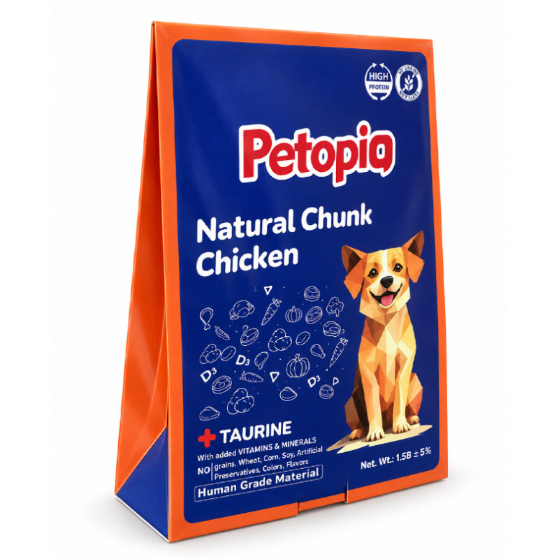 پوچ سگ پتوپیا مدل Natural Chunk با طعم مرغ وزن ۱۸۵ گرم